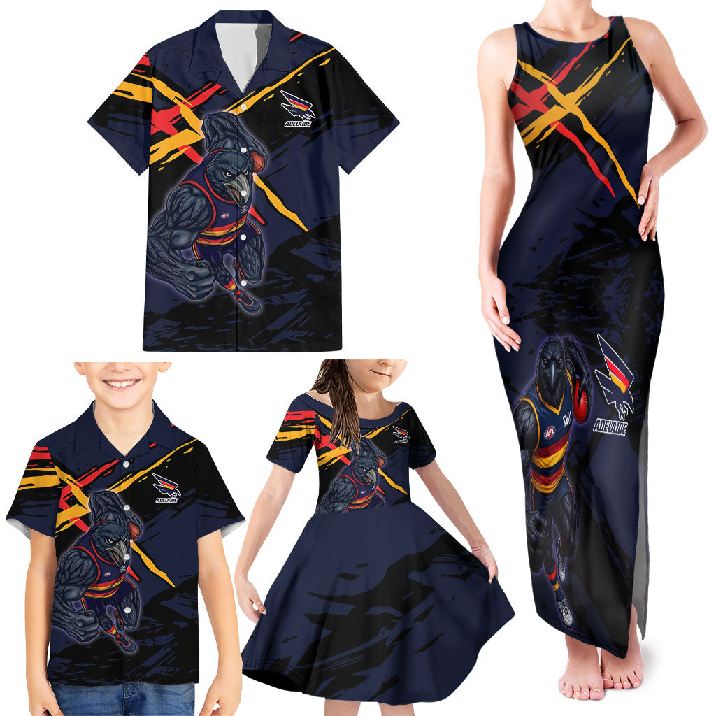Adelaide Football Club Family Matching Tank Maxi Dress and Hawaiian Shirt Crows Muscular Mascot Graphic - Abstract Paint Splatter Art