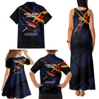 Adelaide Football Club Family Matching Tank Maxi Dress and Hawaiian Shirt Crows Muscular Mascot Graphic - Abstract Paint Splatter Art