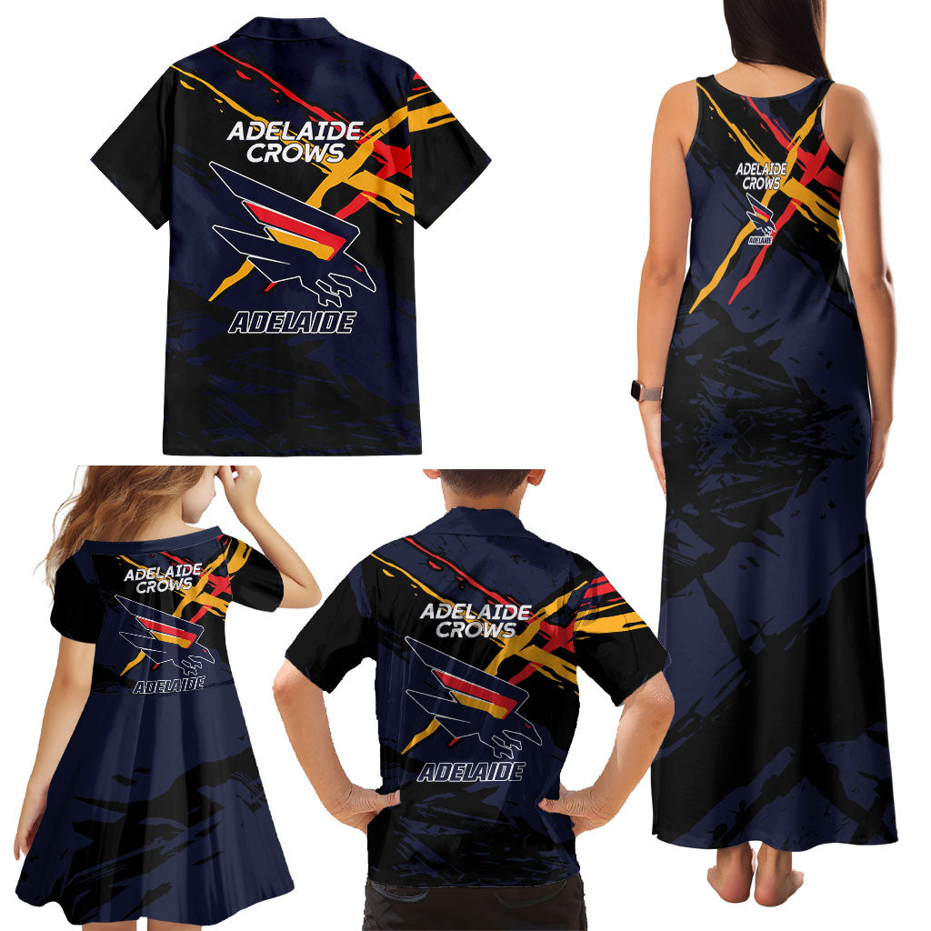 Adelaide Football Club Family Matching Tank Maxi Dress and Hawaiian Shirt Crows Muscular Mascot Graphic - Abstract Paint Splatter Art