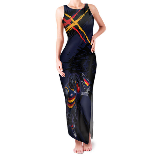 Adelaide Football Club Family Matching Tank Maxi Dress and Hawaiian Shirt Crows Muscular Mascot Graphic - Abstract Paint Splatter Art