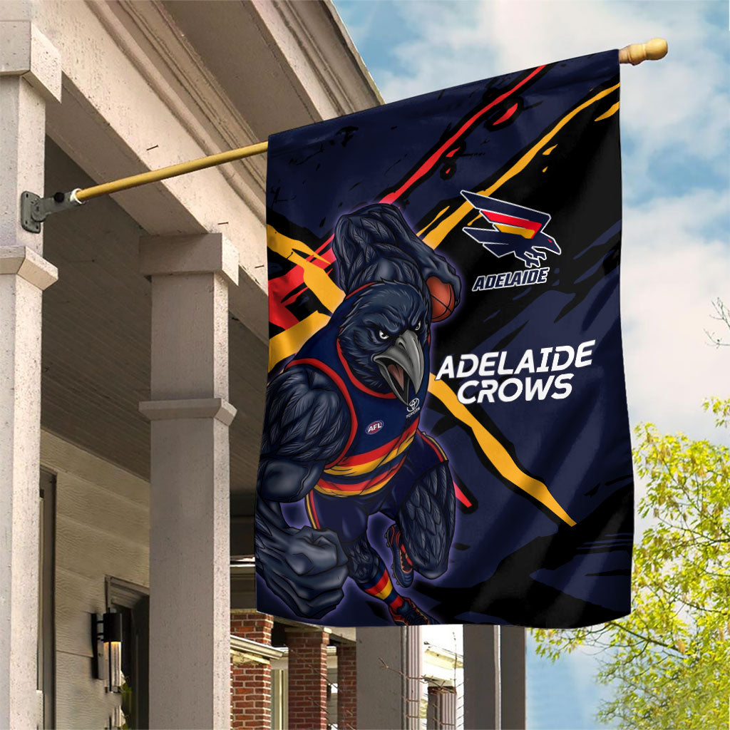 Adelaide Football Club Garden Flag Crows Muscular Mascot Graphic - Abstract Paint Splatter Art