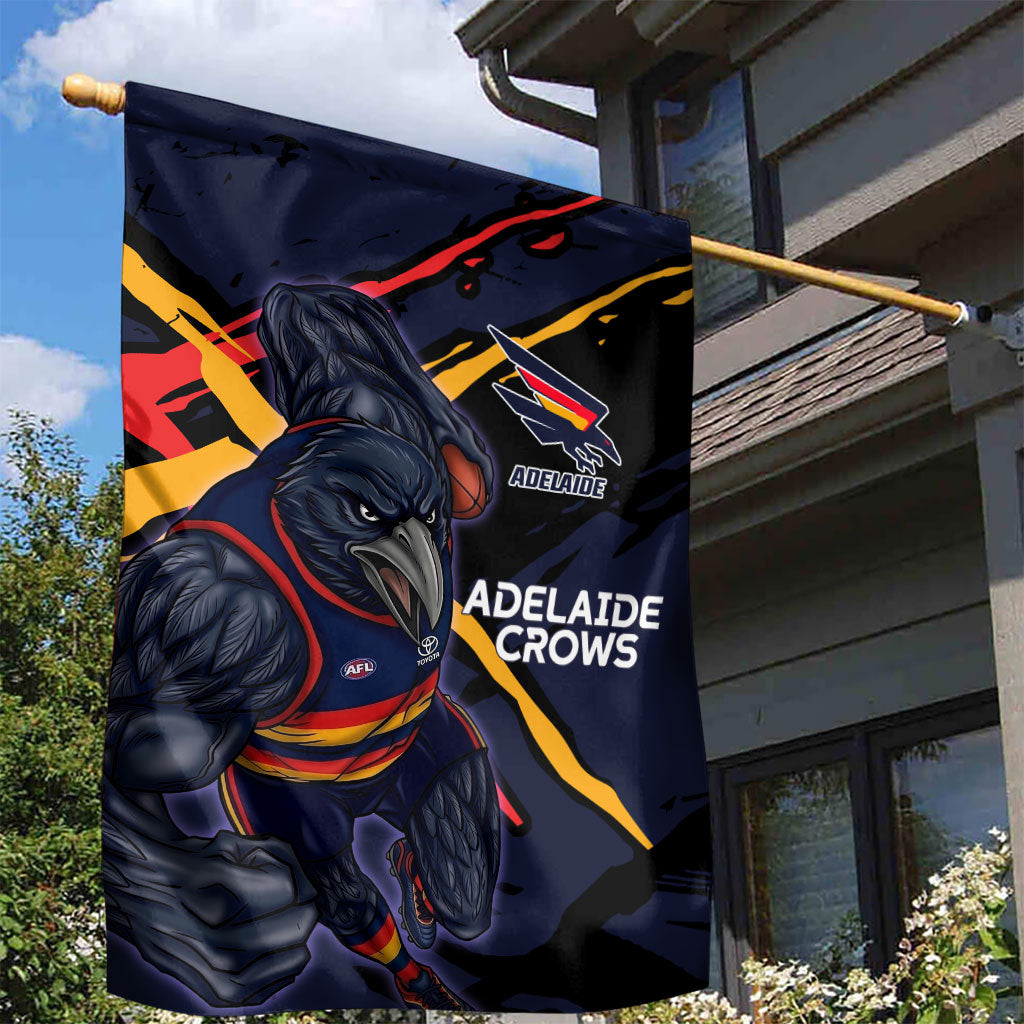 Adelaide Football Club Garden Flag Crows Muscular Mascot Graphic - Abstract Paint Splatter Art