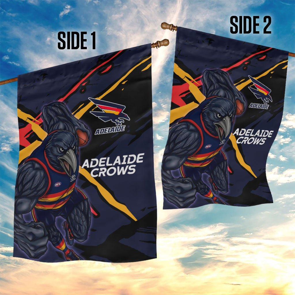 Adelaide Football Club Garden Flag Crows Muscular Mascot Graphic - Abstract Paint Splatter Art