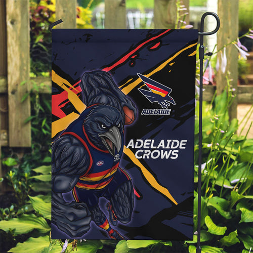 Adelaide Football Club Garden Flag Crows Muscular Mascot Graphic - Abstract Paint Splatter Art