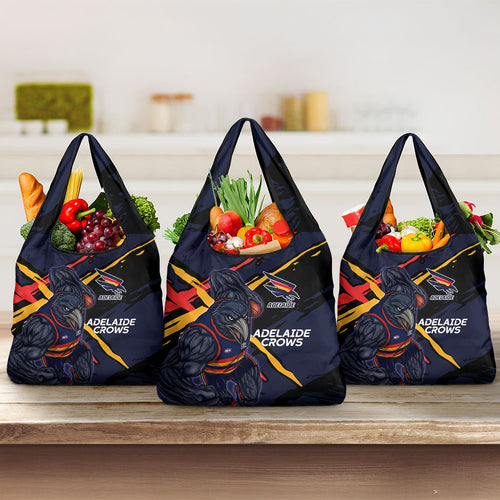 Adelaide Football Club Grocery Bag Crows Muscular Mascot Graphic - Abstract Paint Splatter Art