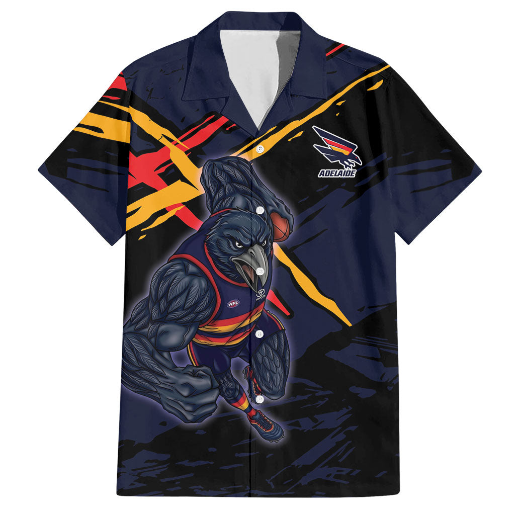Adelaide Football Club Hawaiian Shirt Crows Muscular Mascot Graphic - Abstract Paint Splatter Art