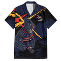 Adelaide Football Club Hawaiian Shirt Crows Muscular Mascot Graphic - Abstract Paint Splatter Art