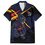 Adelaide Football Club Hawaiian Shirt Crows Muscular Mascot Graphic - Abstract Paint Splatter Art