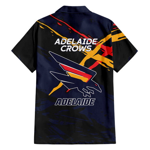 Adelaide Football Club Hawaiian Shirt Crows Muscular Mascot Graphic - Abstract Paint Splatter Art