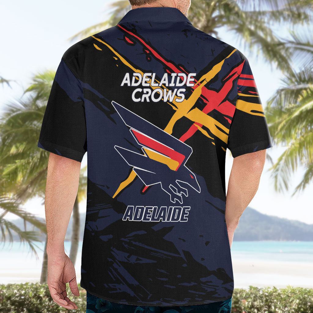 Adelaide Football Club Hawaiian Shirt Crows Muscular Mascot Graphic - Abstract Paint Splatter Art