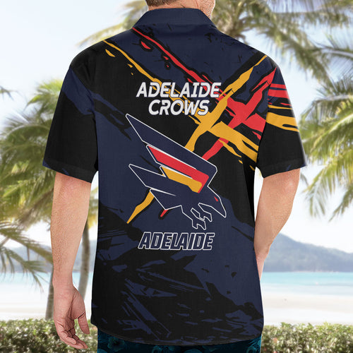 Adelaide Football Club Hawaiian Shirt Crows Muscular Mascot Graphic - Abstract Paint Splatter Art