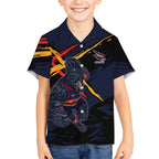 Adelaide Football Club Hawaiian Shirt Crows Muscular Mascot Graphic - Abstract Paint Splatter Art