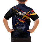 Adelaide Football Club Hawaiian Shirt Crows Muscular Mascot Graphic - Abstract Paint Splatter Art