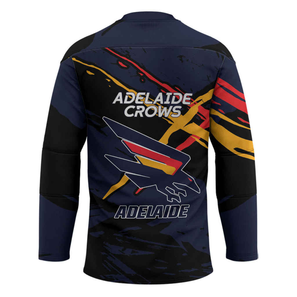 Adelaide Football Club Hockey Jersey Crows Muscular Mascot Graphic - Abstract Paint Splatter Art
