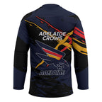 Adelaide Football Club Hockey Jersey Crows Muscular Mascot Graphic - Abstract Paint Splatter Art