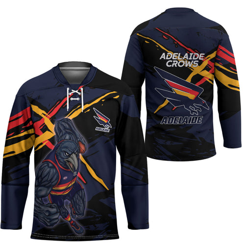 Adelaide Football Club Hockey Jersey Crows Muscular Mascot Graphic - Abstract Paint Splatter Art