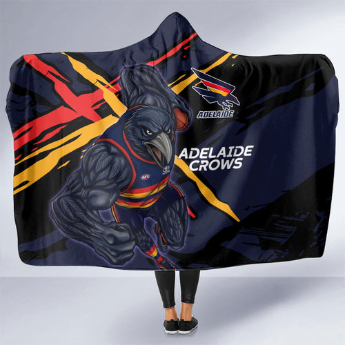 Adelaide Football Club Hooded Blanket Crows Muscular Mascot Graphic - Abstract Paint Splatter Art
