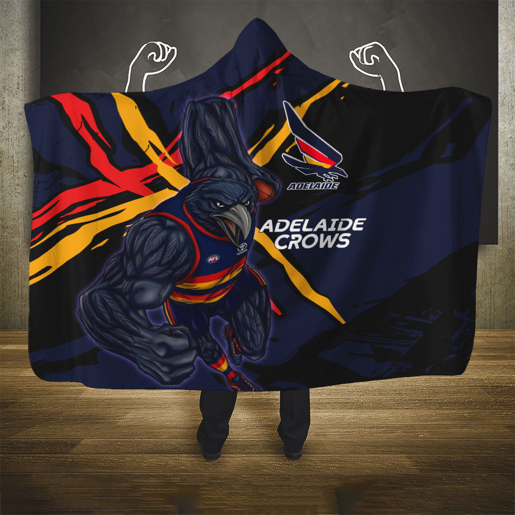 Adelaide Football Club Hooded Blanket Crows Muscular Mascot Graphic - Abstract Paint Splatter Art