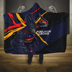 Adelaide Football Club Hooded Blanket Crows Muscular Mascot Graphic - Abstract Paint Splatter Art