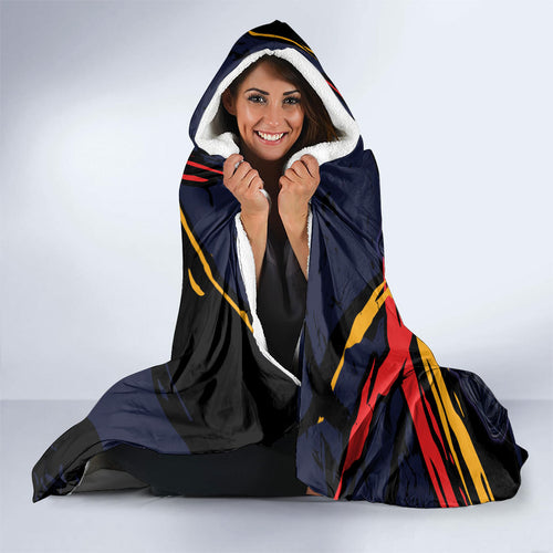 Adelaide Football Club Hooded Blanket Crows Muscular Mascot Graphic - Abstract Paint Splatter Art