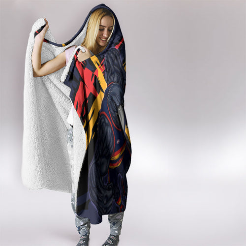 Adelaide Football Club Hooded Blanket Crows Muscular Mascot Graphic - Abstract Paint Splatter Art