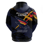 Adelaide Football Club Hoodie Crows Muscular Mascot Graphic - Abstract Paint Splatter Art