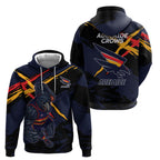 Adelaide Football Club Hoodie Crows Muscular Mascot Graphic - Abstract Paint Splatter Art