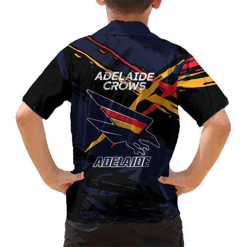 Adelaide Football Club Kid Hawaiian Shirt Crows Muscular Mascot Graphic - Abstract Paint Splatter Art