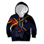 Adelaide Football Club Kid Hoodie Crows Muscular Mascot Graphic - Abstract Paint Splatter Art