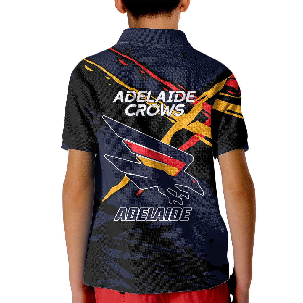 Adelaide Football Club Kid Polo Shirt Crows Muscular Mascot Graphic - Abstract Paint Splatter Art
