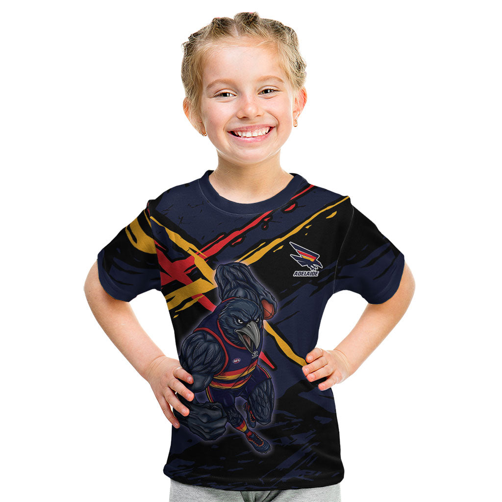 Adelaide Football Club Kid T Shirt Crows Muscular Mascot Graphic - Abstract Paint Splatter Art