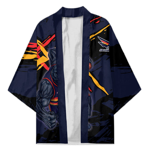 Adelaide Football Club Kimono Crows Muscular Mascot Graphic - Abstract Paint Splatter Art