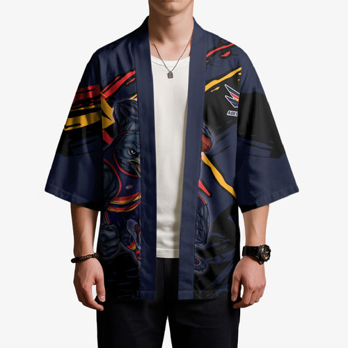 Adelaide Football Club Kimono Crows Muscular Mascot Graphic - Abstract Paint Splatter Art