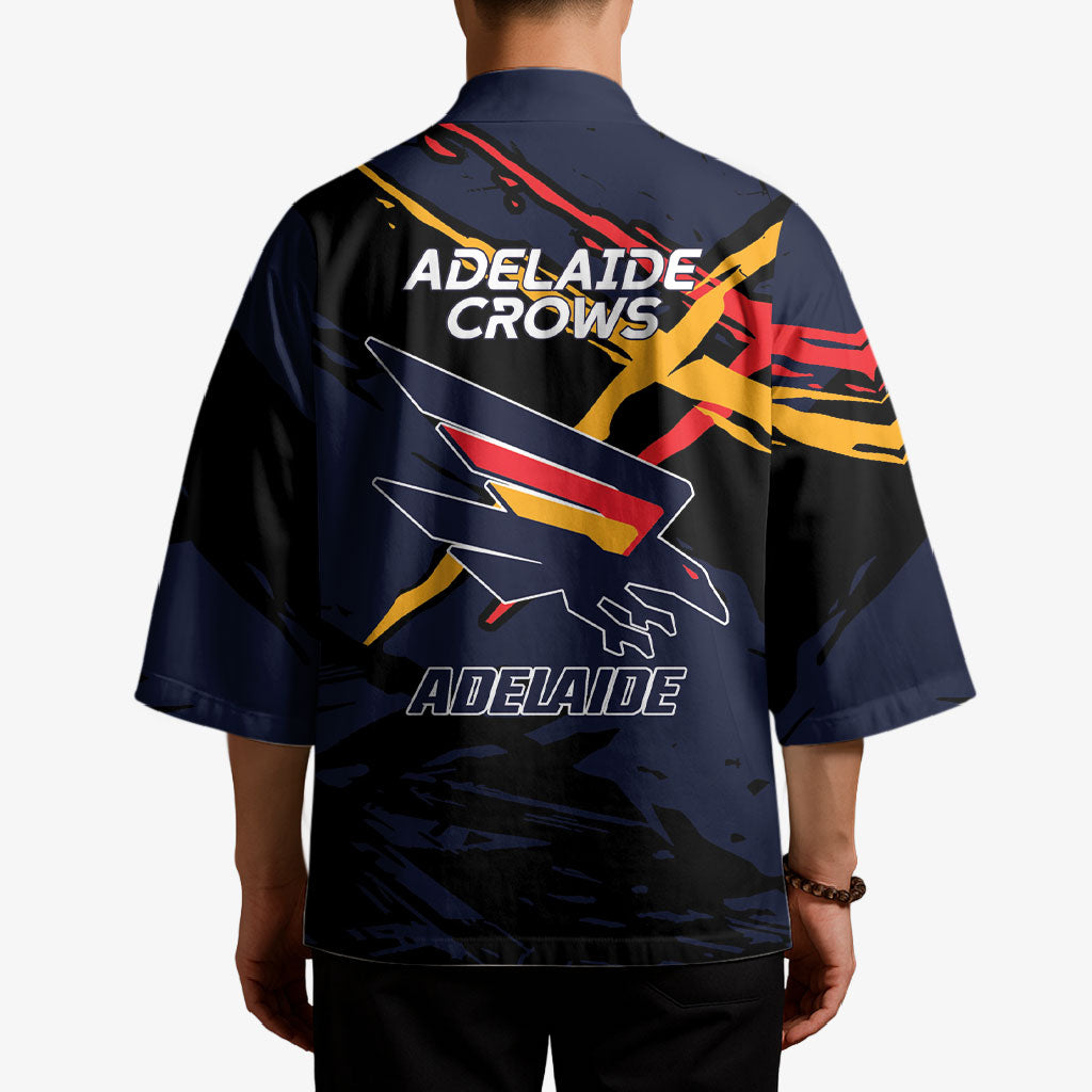 Adelaide Football Club Kimono Crows Muscular Mascot Graphic - Abstract Paint Splatter Art