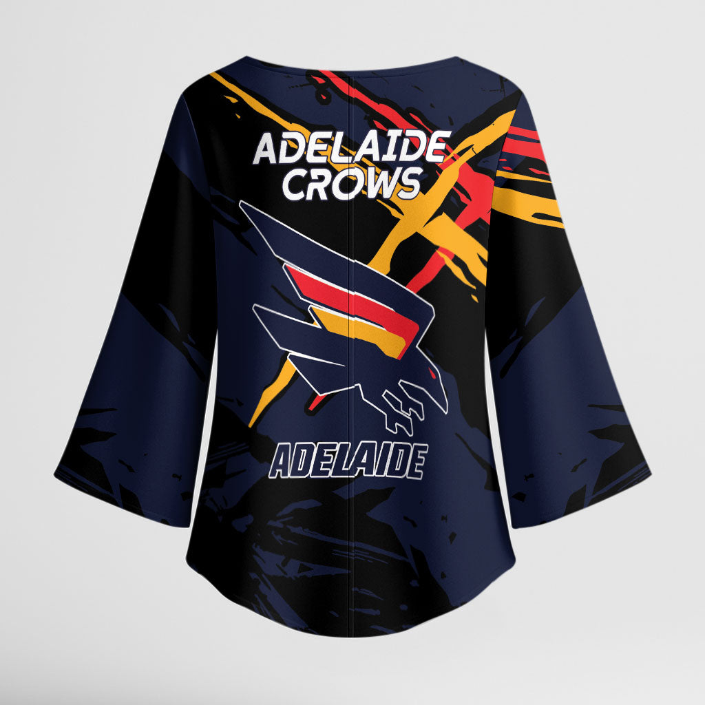 Adelaide Football Club Kimono Sleeve Blouse Crows Muscular Mascot Graphic - Abstract Paint Splatter Art
