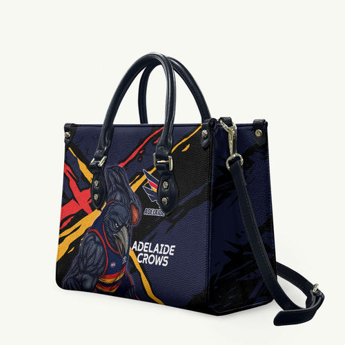 Adelaide Football Club Leather Bag Crows Muscular Mascot Graphic - Abstract Paint Splatter Art