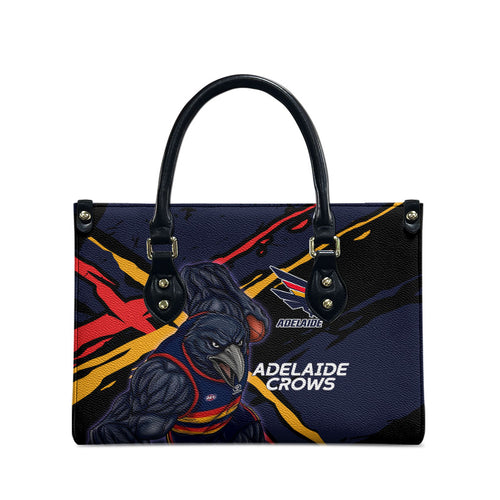Adelaide Football Club Leather Bag Crows Muscular Mascot Graphic - Abstract Paint Splatter Art