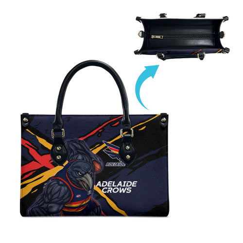 Adelaide Football Club Leather Bag Crows Muscular Mascot Graphic - Abstract Paint Splatter Art