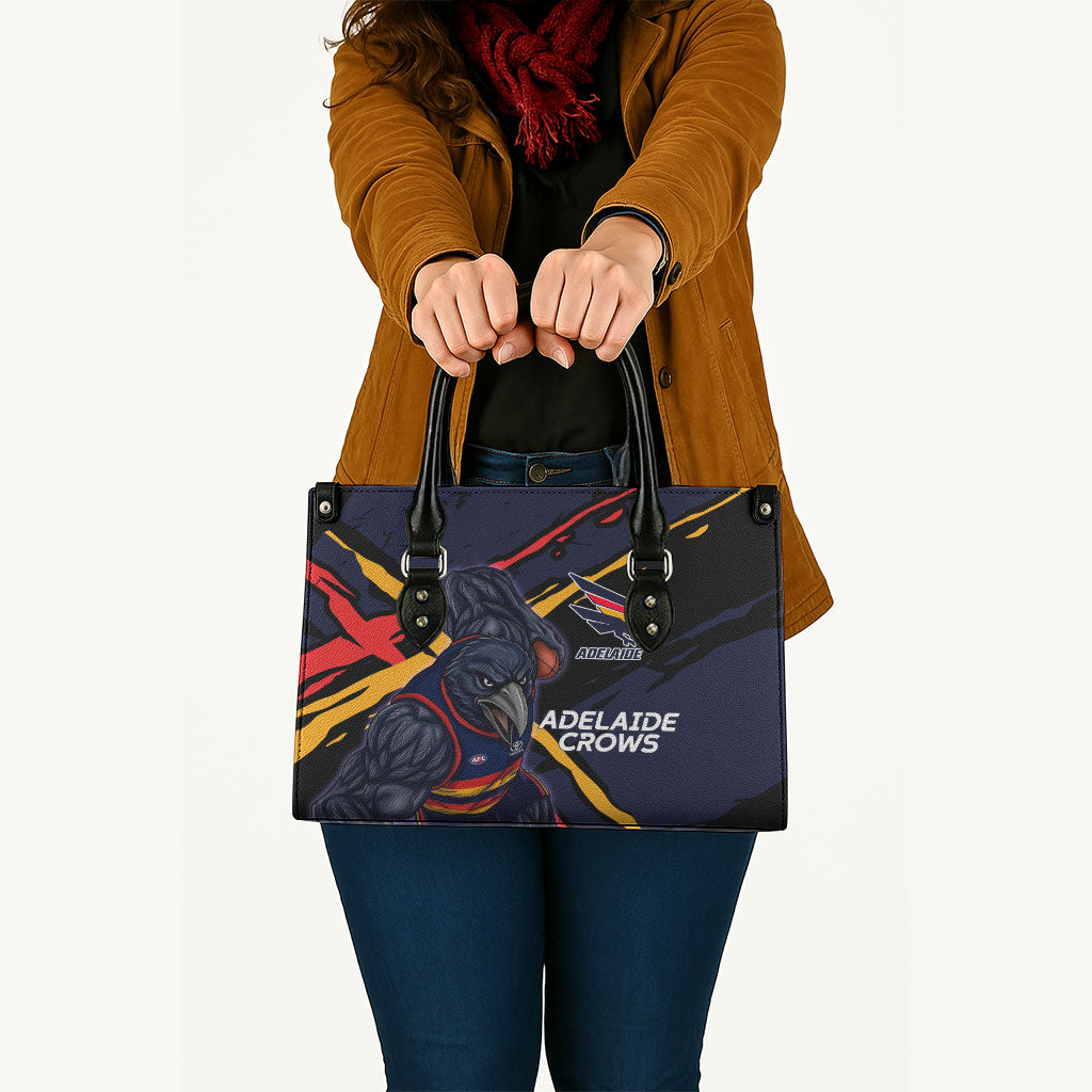 Adelaide Football Club Leather Bag Crows Muscular Mascot Graphic - Abstract Paint Splatter Art