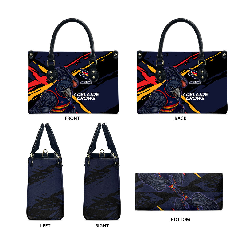Adelaide Football Club Leather Bag Crows Muscular Mascot Graphic - Abstract Paint Splatter Art