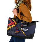 Adelaide Football Club Leather Tote Bag Crows Muscular Mascot Graphic - Abstract Paint Splatter Art