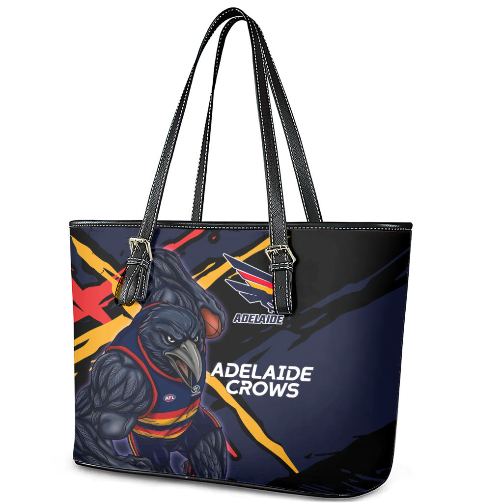 Adelaide Football Club Leather Tote Bag Crows Muscular Mascot Graphic - Abstract Paint Splatter Art