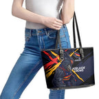 Adelaide Football Club Leather Tote Bag Crows Muscular Mascot Graphic - Abstract Paint Splatter Art