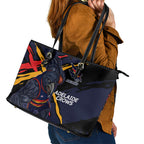 Adelaide Football Club Leather Tote Bag Crows Muscular Mascot Graphic - Abstract Paint Splatter Art