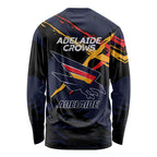 Adelaide Football Club Long Sleeve Shirt Crows Muscular Mascot Graphic - Abstract Paint Splatter Art