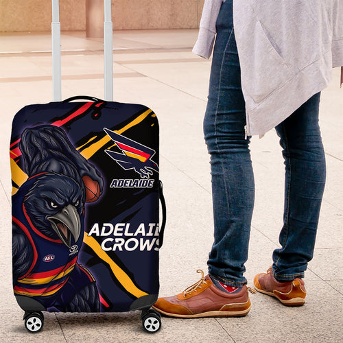 Adelaide Football Club Luggage Cover Crows Muscular Mascot Graphic - Abstract Paint Splatter Art