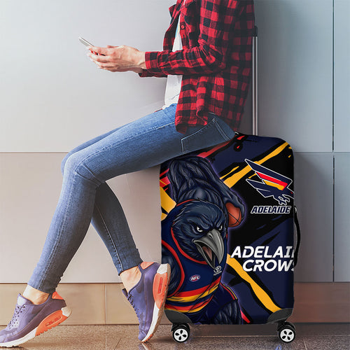 Adelaide Football Club Luggage Cover Crows Muscular Mascot Graphic - Abstract Paint Splatter Art