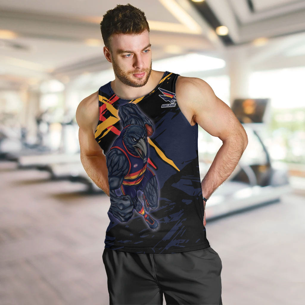 Adelaide Football Club Men Tank Top Crows Muscular Mascot Graphic - Abstract Paint Splatter Art