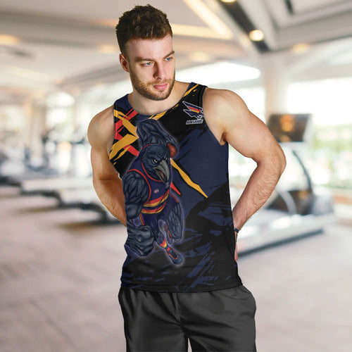 Adelaide Football Club Men Tank Top Crows Muscular Mascot Graphic - Abstract Paint Splatter Art