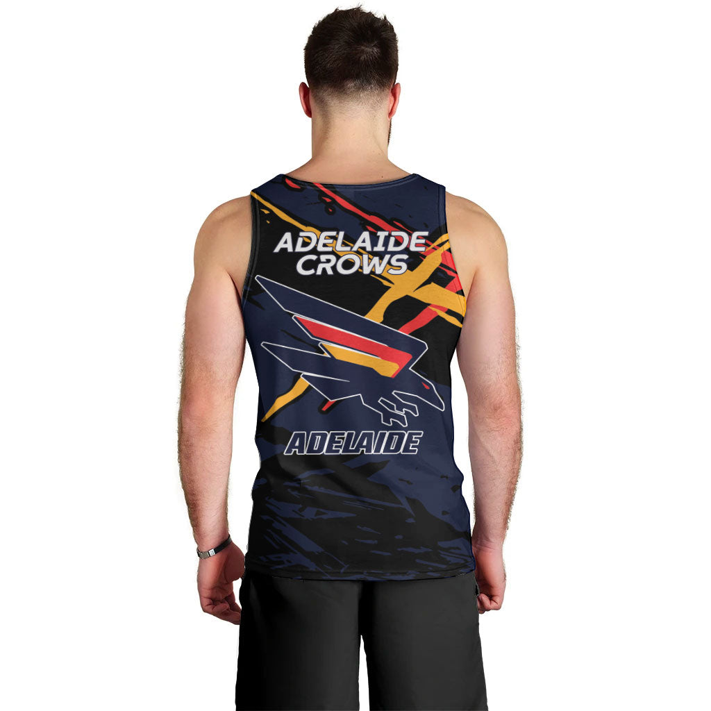 Adelaide Football Club Men Tank Top Crows Muscular Mascot Graphic - Abstract Paint Splatter Art